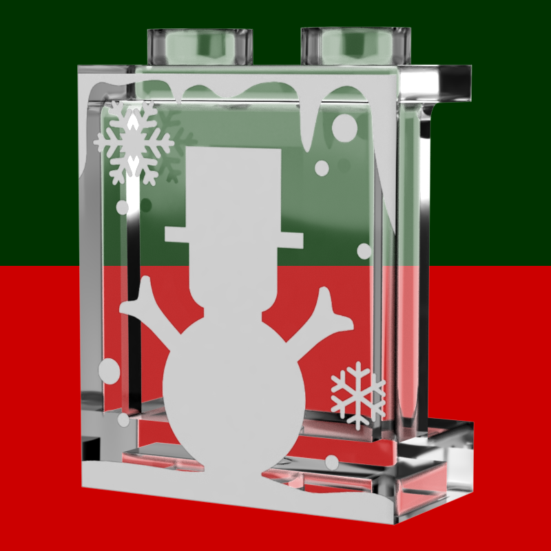 Winter Village Window with White Snowman 1x2x2 Panel - B3 Customs B3 Customs