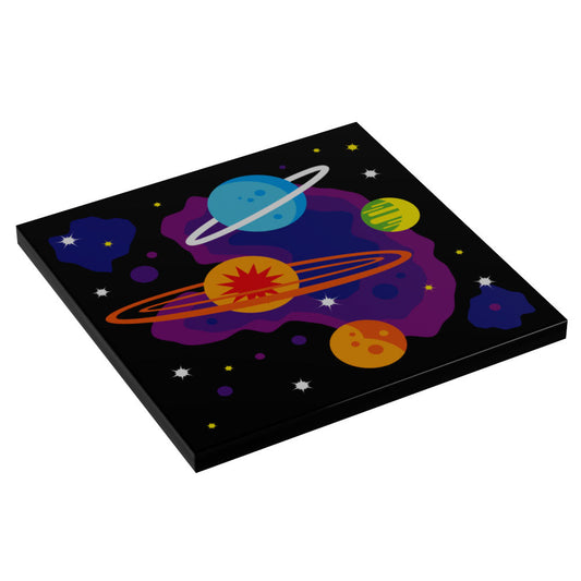 B3 Customs® 80's Arcade Carpet (Planets) - Custom Printed 6x6 Tile for LEGO MOCs B3 Customs
