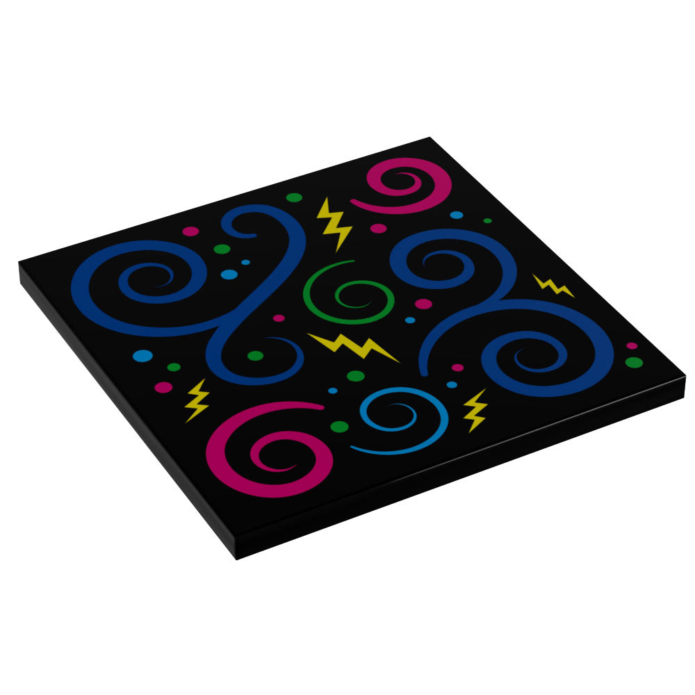 Retro 80's and 90's Arcade Carpet (Swirls) - Custom Printed 6x6 Tile for LEGO MOCs B3 Customs