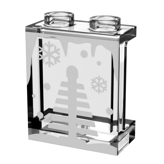 Winter Village Window with Christmas Tree 1x2x2 Panel - B3 Customs B3 Customs