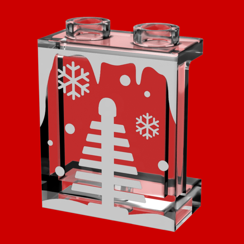 Winter Village Window with Christmas Tree 1x2x2 Panel - B3 Customs B3 Customs