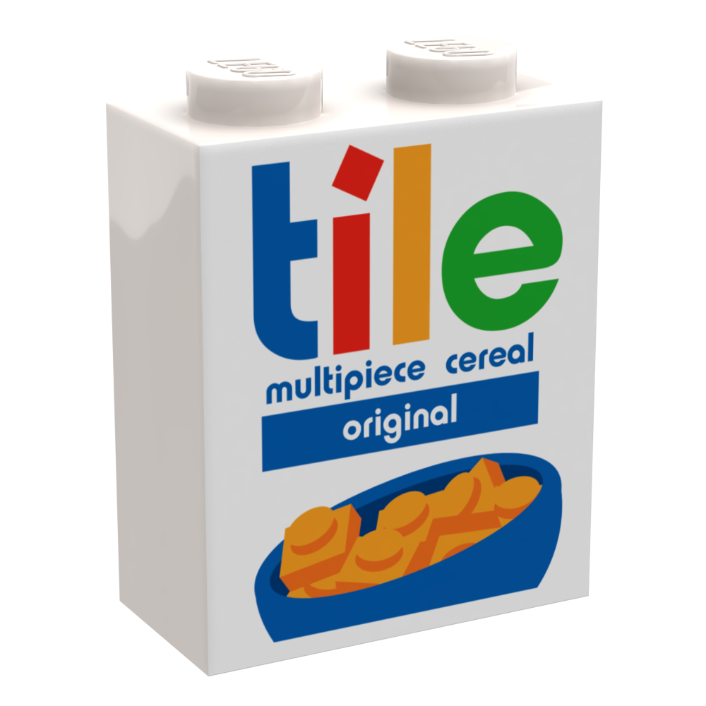 Tile Minifig Cereal (1 x 2 x 2 Brick) made using LEGO part B3 Customs