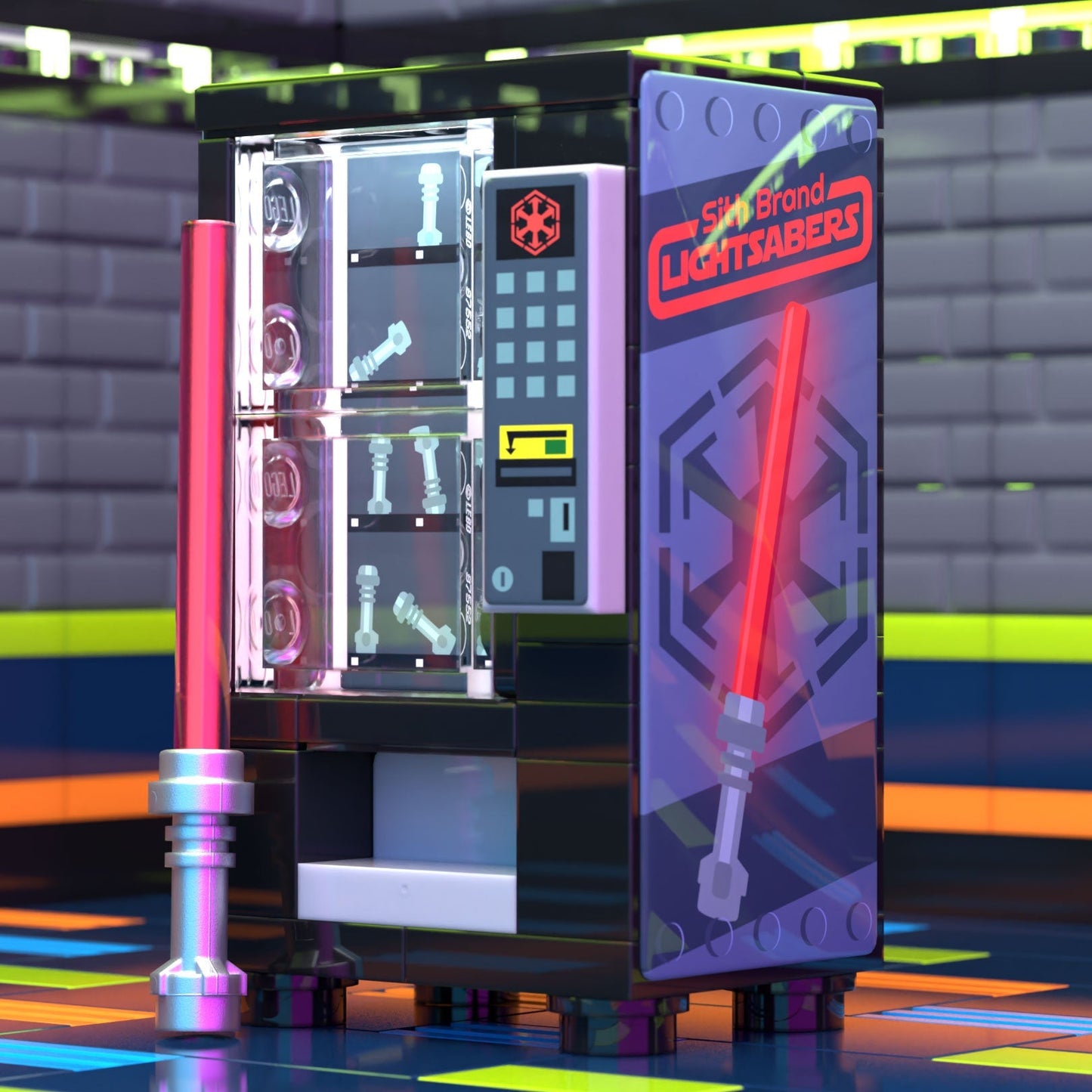 Sith Sabers Vending Machine Building Set made using LEGO parts - B3 Customs B3 Customs