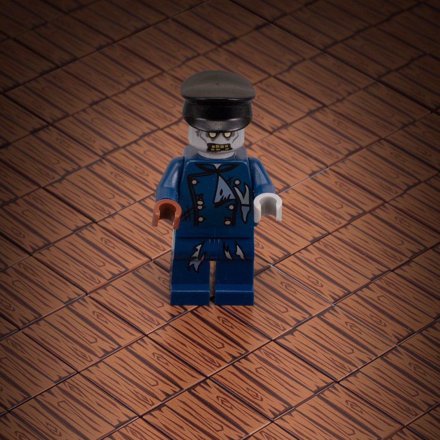 Hardwood Minifig Flooring (Rough, Dark) 2x2 Tile made using LEGO part B3 Customs