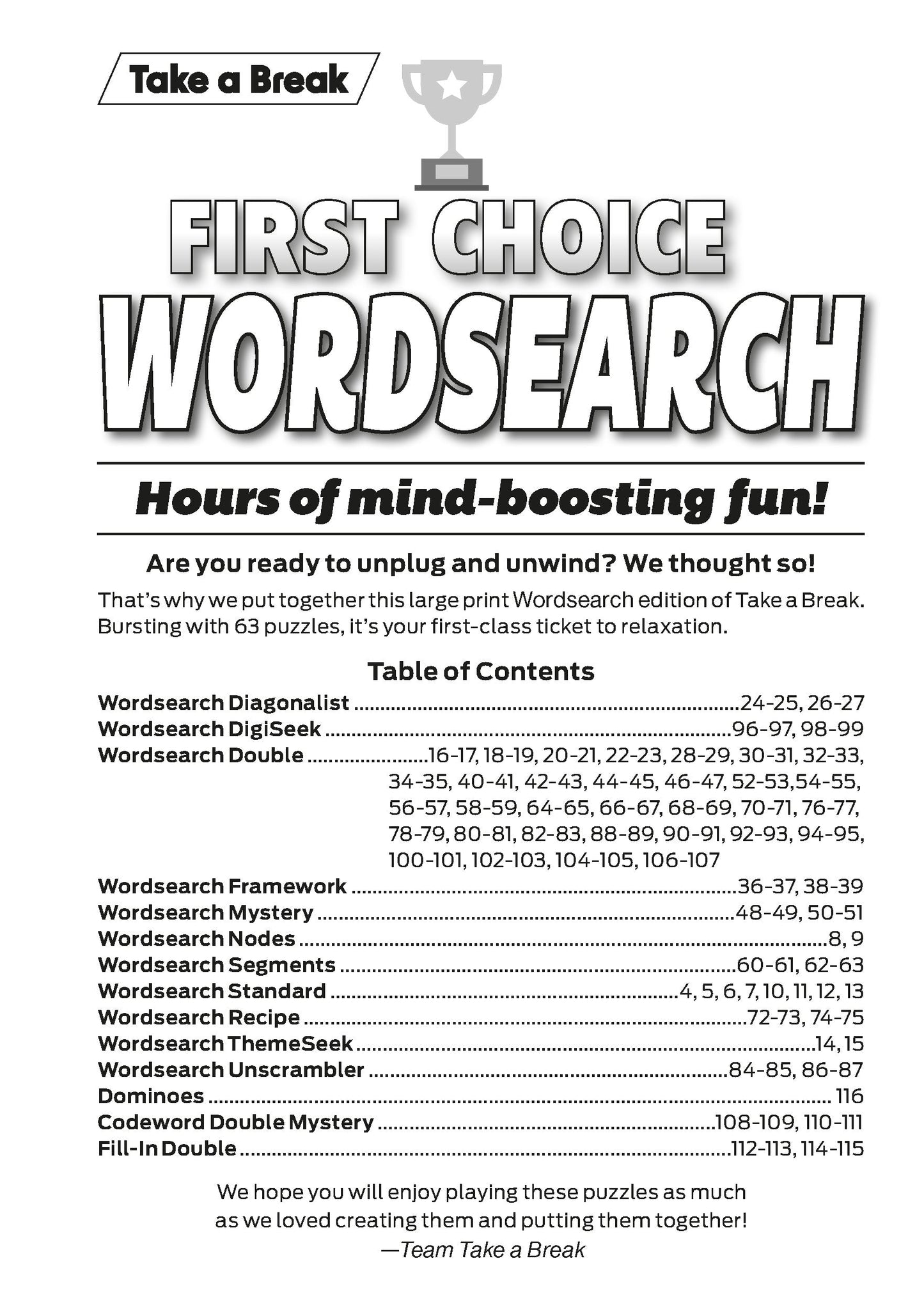 Take a Break - First Choice Word Search 25.02.07: Large Print, Over 100 Puzzles, Word Game Fun For Everyone Magazine Shop US