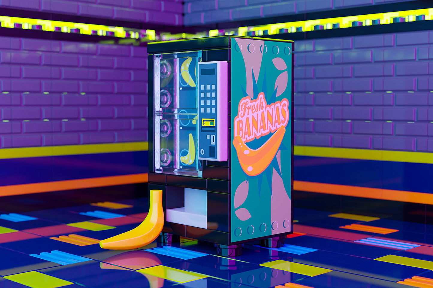 Fresh Bananas - B3 Customs Fruit Vending Machine made using LEGO parts B3 Customs