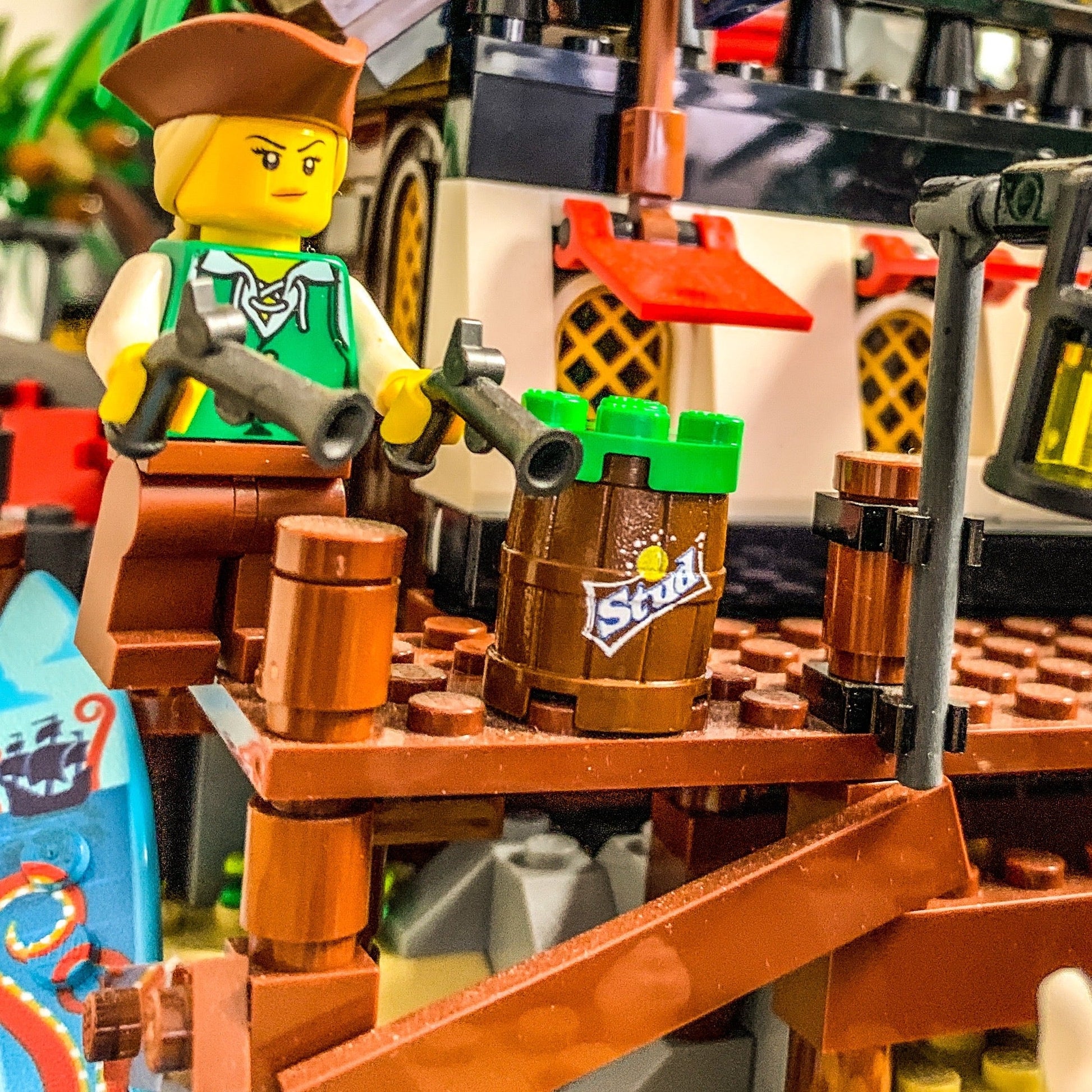 Stud Lemon Lime Soda Barrel / Keg made using LEGO parts B3 Customs