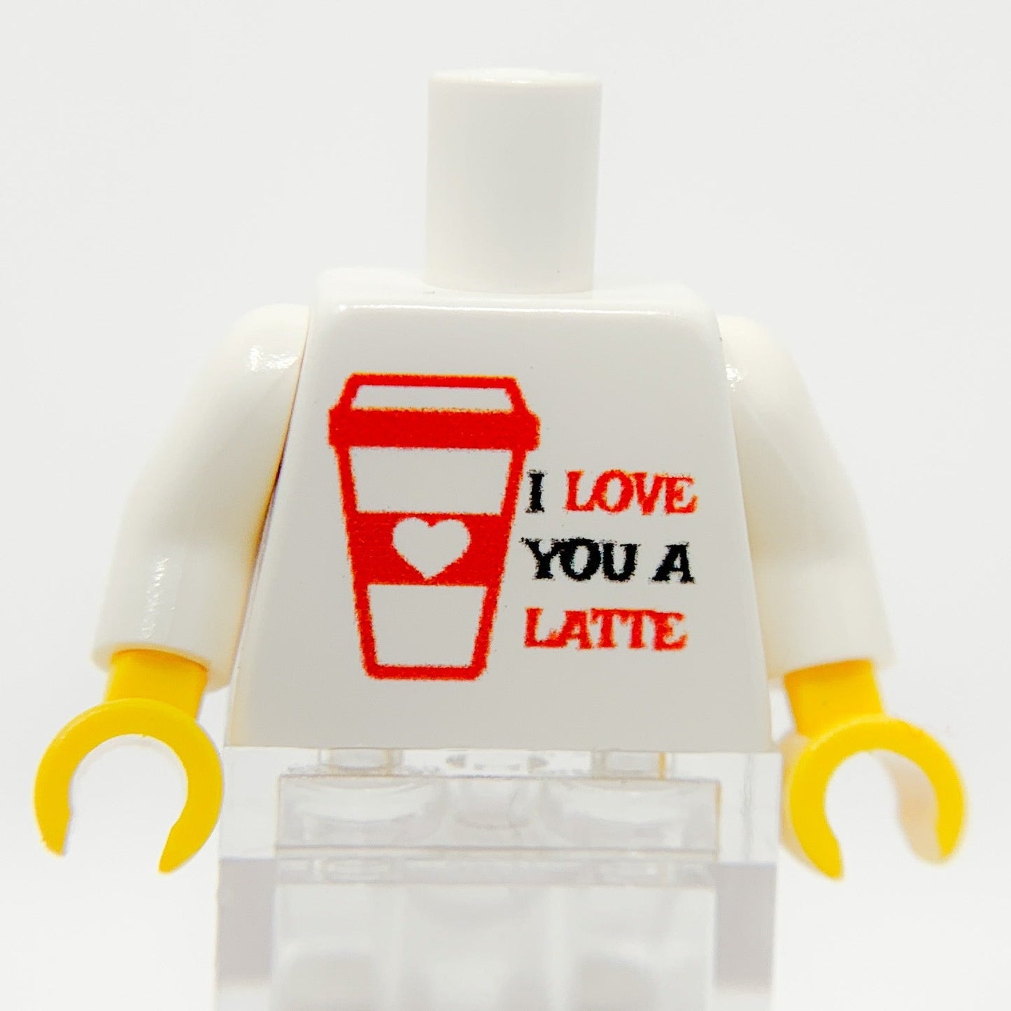 Printed "I Love You A Latte" Minifig Torso made using LEGO parts - B3 Customs B3 Customs