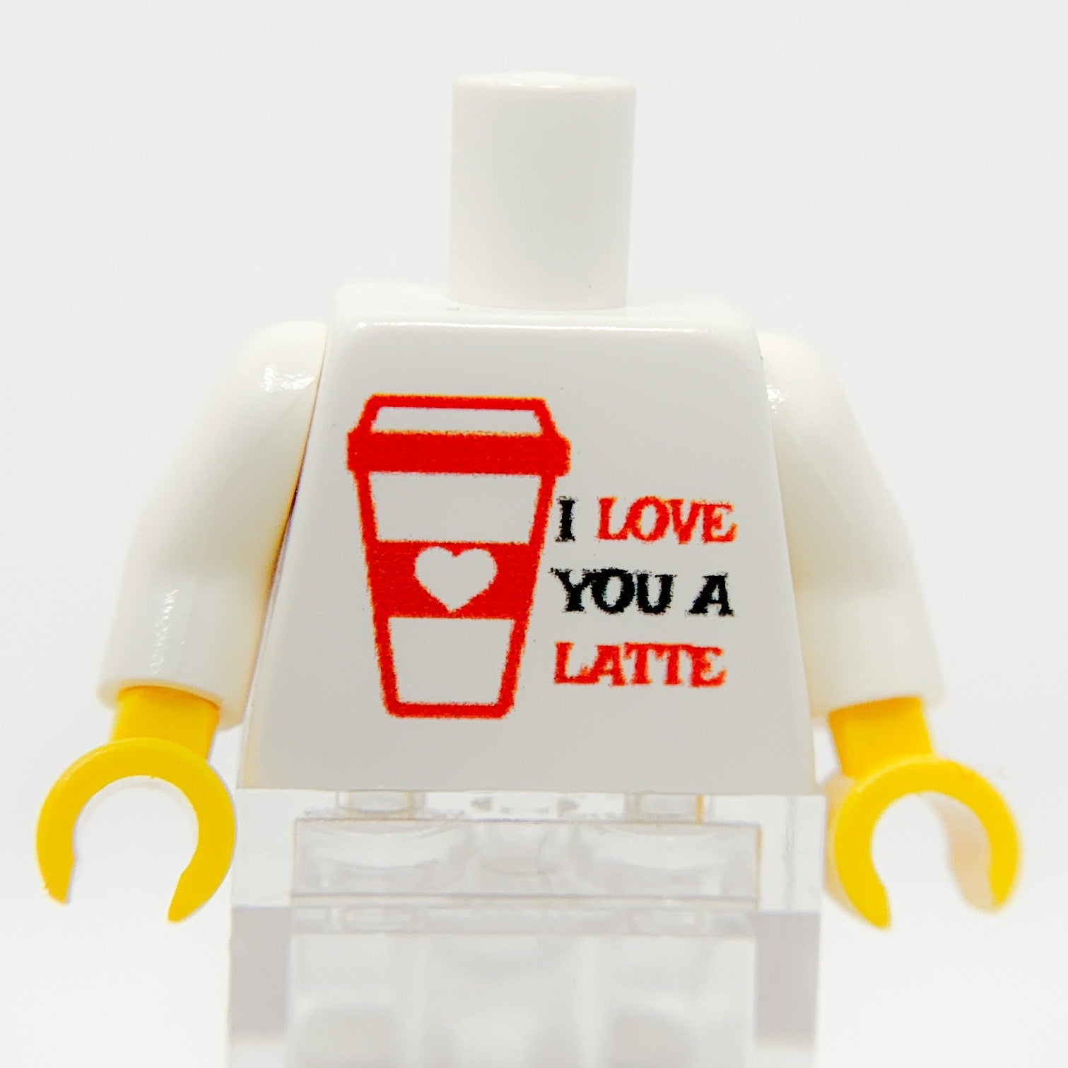 Printed "I Love You A Latte" Minifig Torso made using LEGO parts - B3 Customs B3 Customs