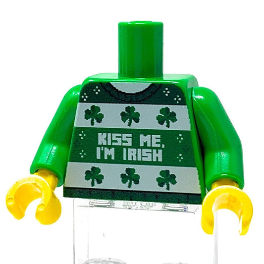 B3 Customs® Ugly Green St. Patrick's Day Kiss Me I'm Irish Sweater Printed Green Torso B3 Customs