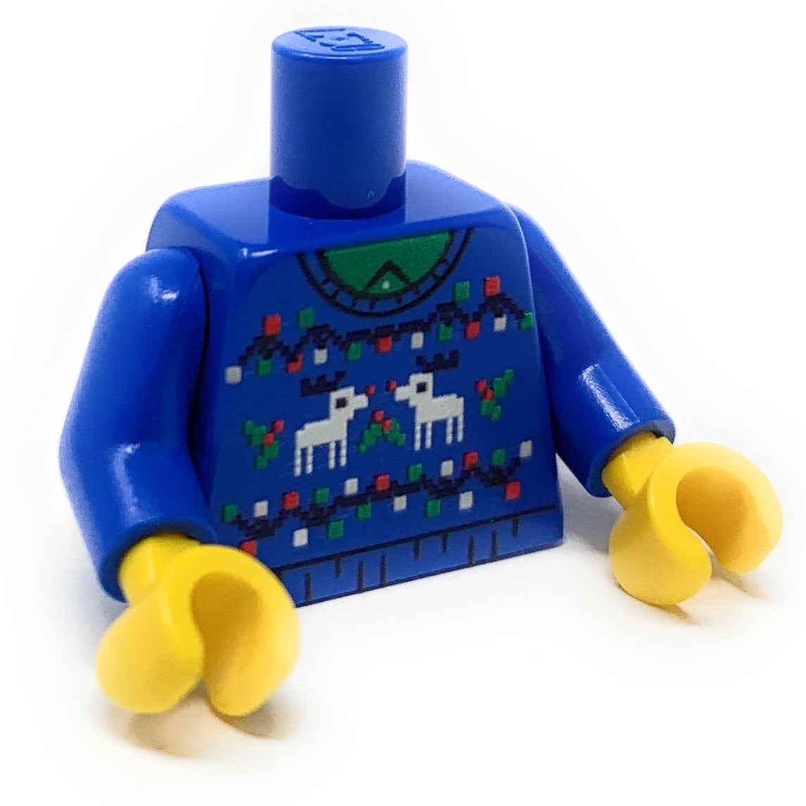 Custom Ugly Blue Christmas Reindeer Sweater Printed Torso made using LEGO parts B3 Customs