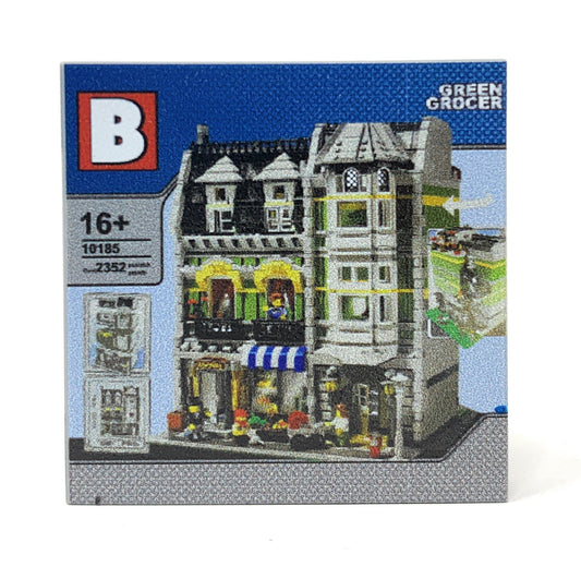 Custom Green Grocer Modular Minifig Scale Set (4x4 Tile) made using LEGO part - B3 Customs B3 Customs