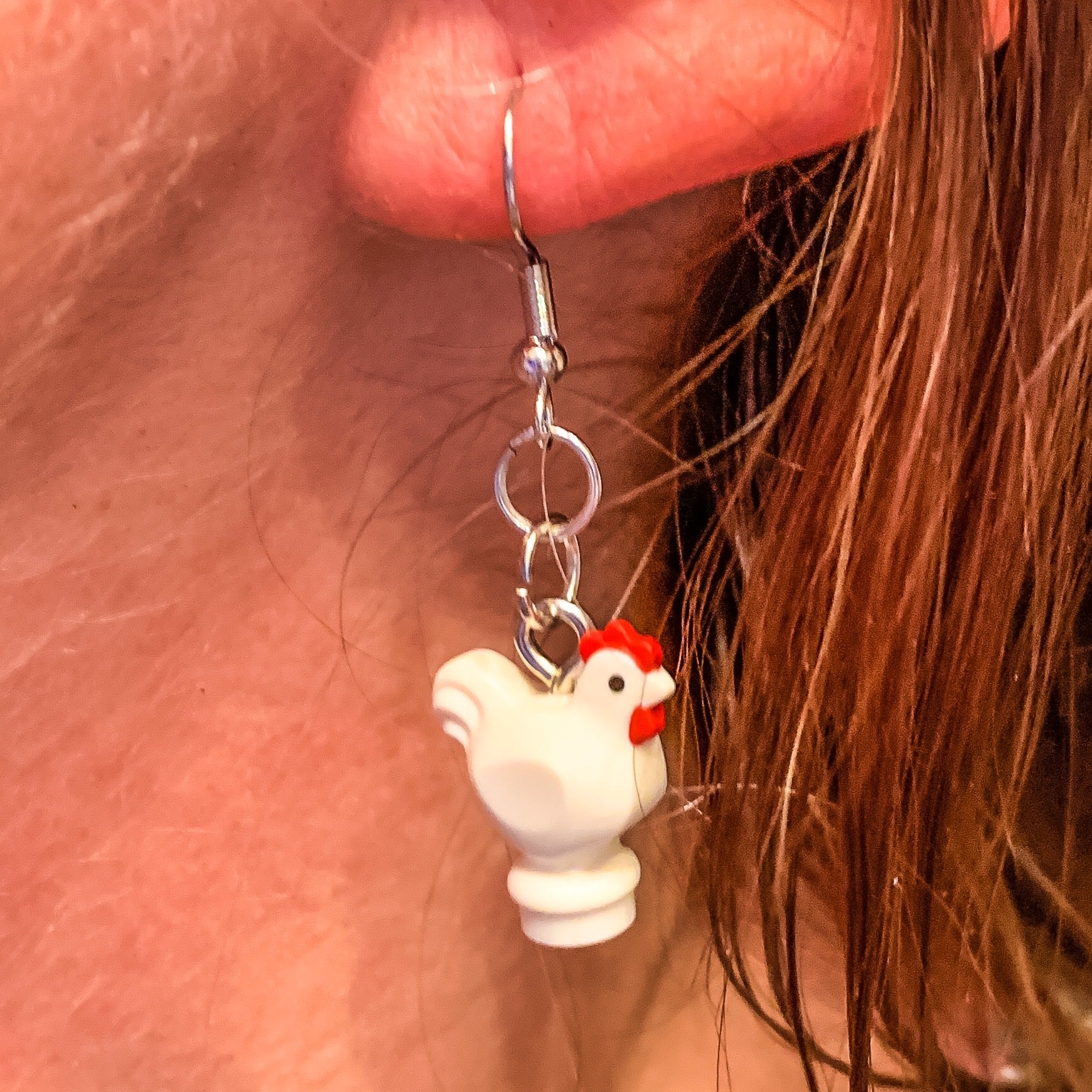 B3 Customs Chicken Earrings made from LEGO Bricks B3 Customs