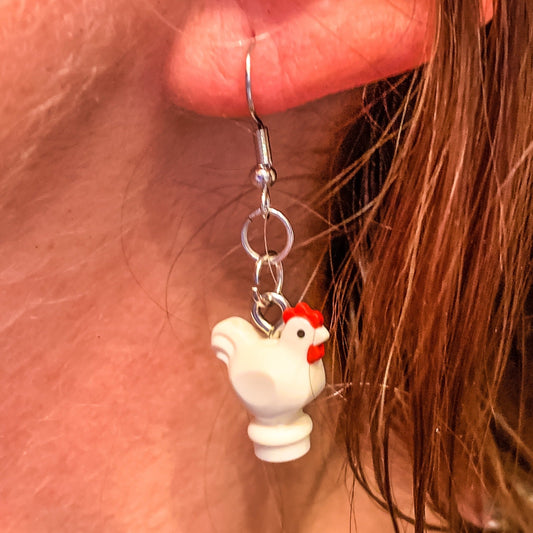 B3 Customs Chicken Earrings made from LEGO Bricks B3 Customs