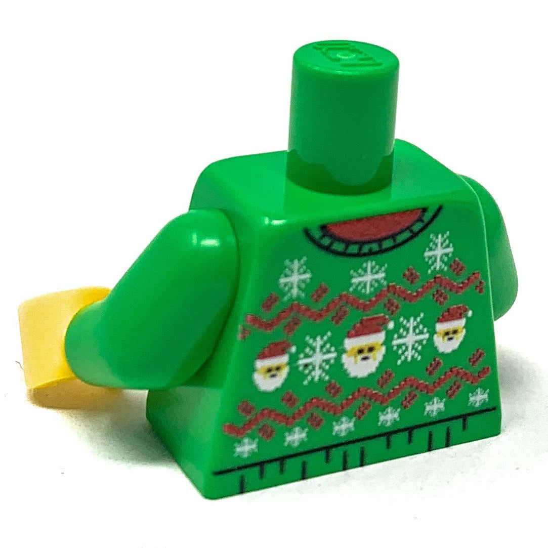 Ugly Green Santa Christmas Sweater Printed Torso made using LEGO parts B3 Customs