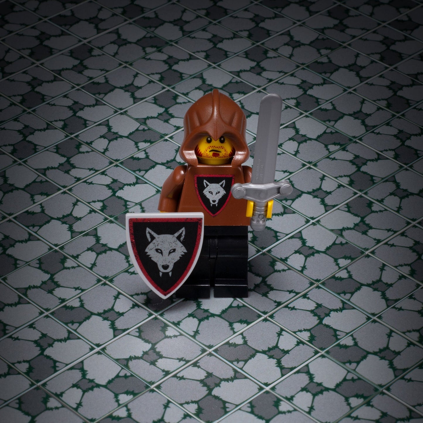 Cobblestone Flooring (Plant Overgrowth) - Custom Printed 2x2 Tile made using LEGO part B3 Customs