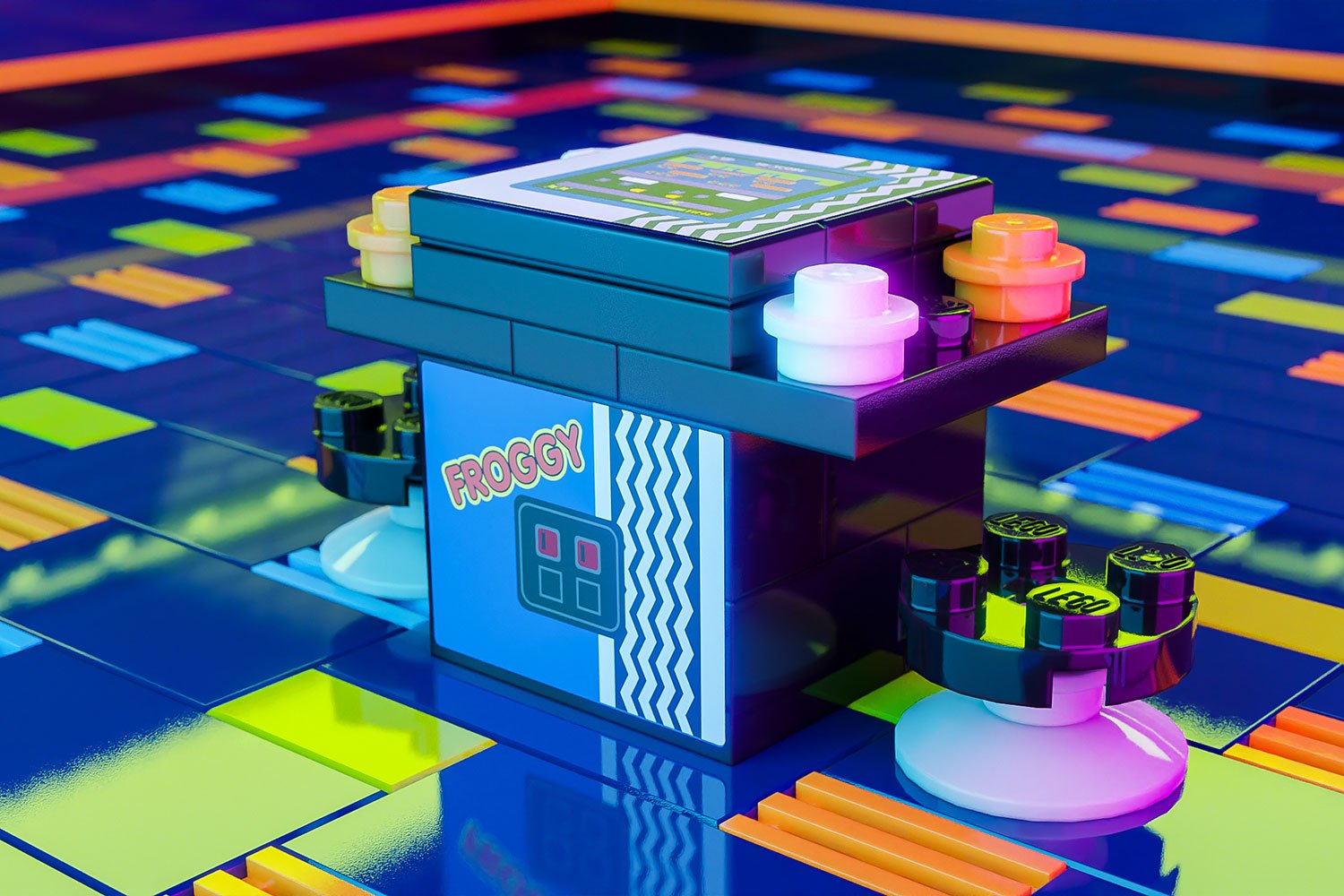 Froggy 2-Player Classic Arcade made using LEGO parts - B3 Customs B3 Customs