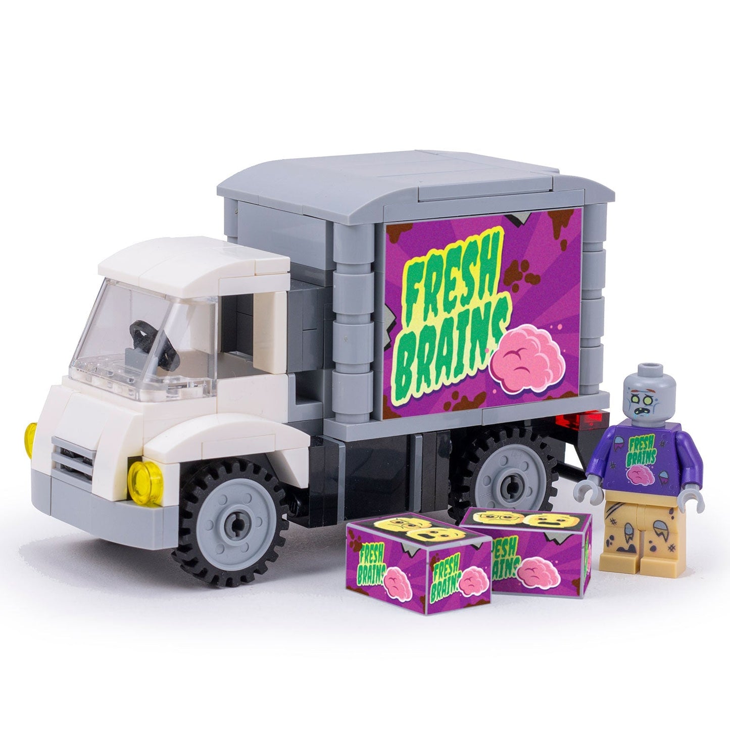 Fresh Brains Zombie Delivery Truck w/ Custom Minifig made using LEGO parts - B3 Customs B3 Customs