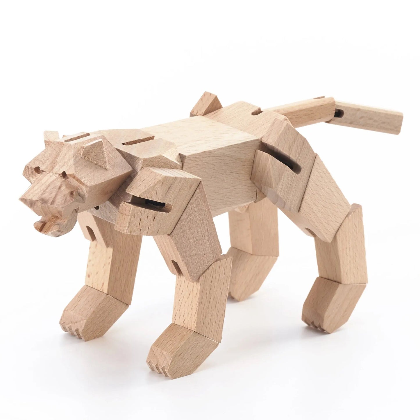 Morphits® Modern Wooden Tiger Decor – Interactive Puzzle & Art Piece Natural Yoshiaki Ito Design