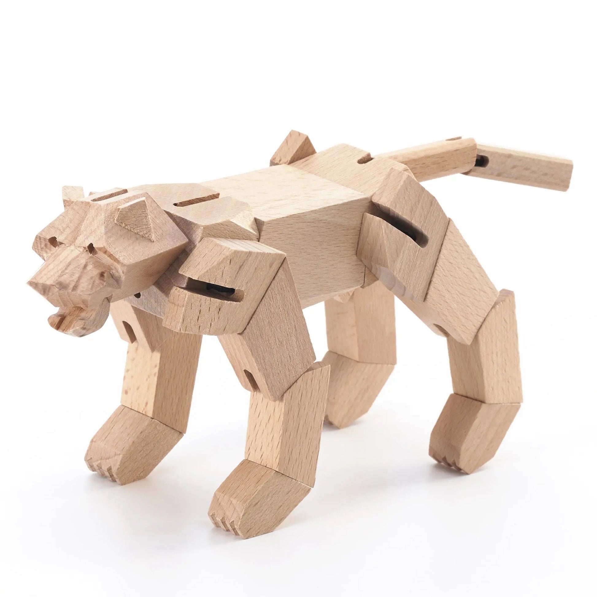 Morphits® Modern Wooden Tiger Decor – Interactive Puzzle & Art Piece Natural Yoshiaki Ito Design