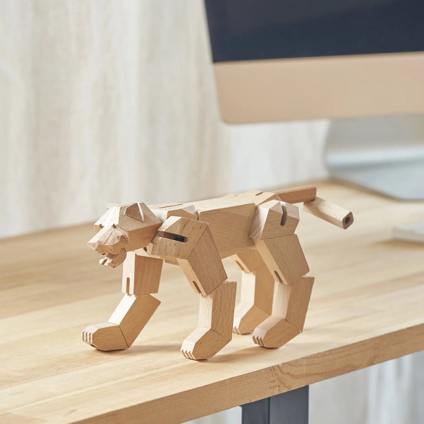 Morphits® Modern Wooden Tiger Decor – Interactive Puzzle & Art Piece Yoshiaki Ito Design