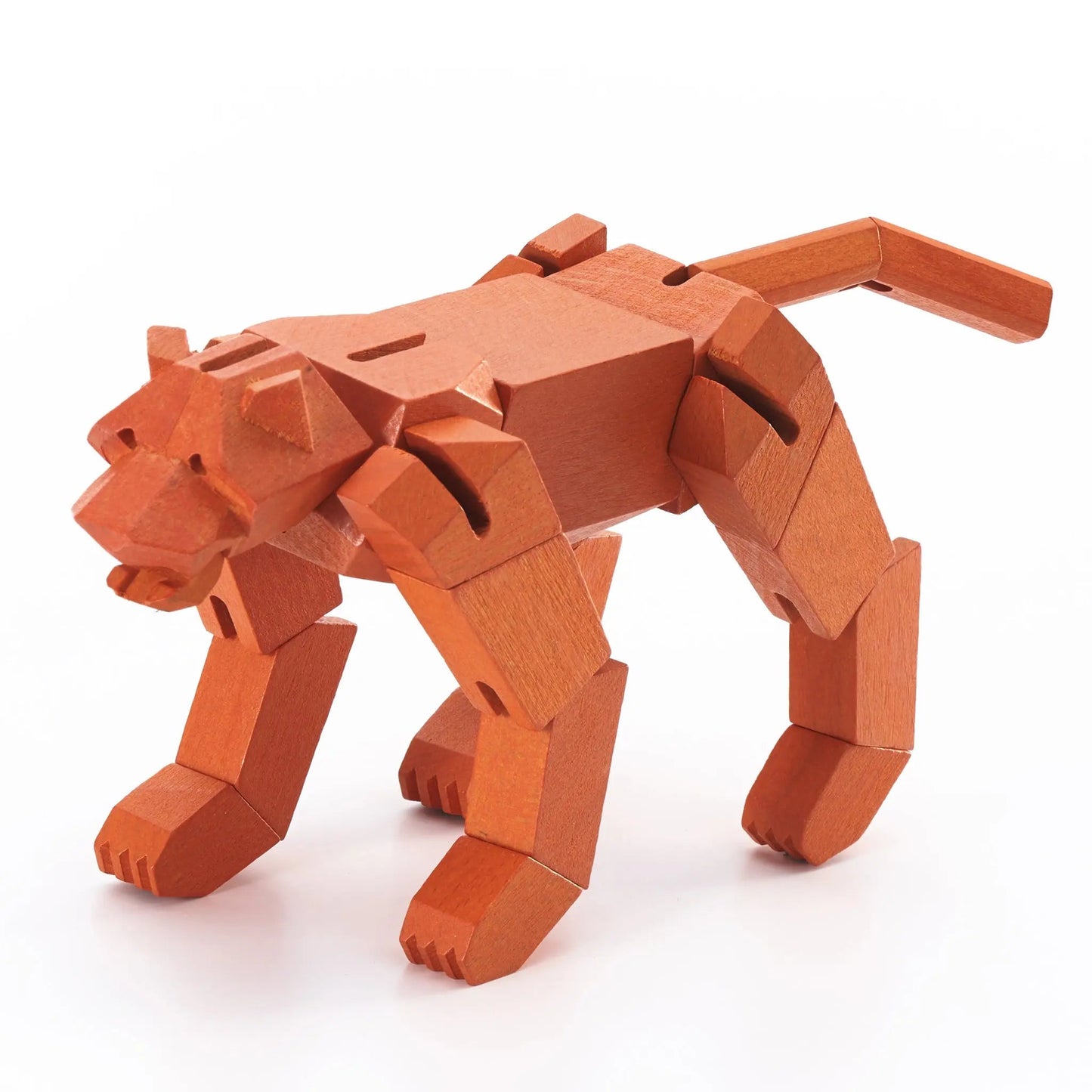 Morphits® Modern Wooden Tiger Decor – Interactive Puzzle & Art Piece Orange Yoshiaki Ito Design