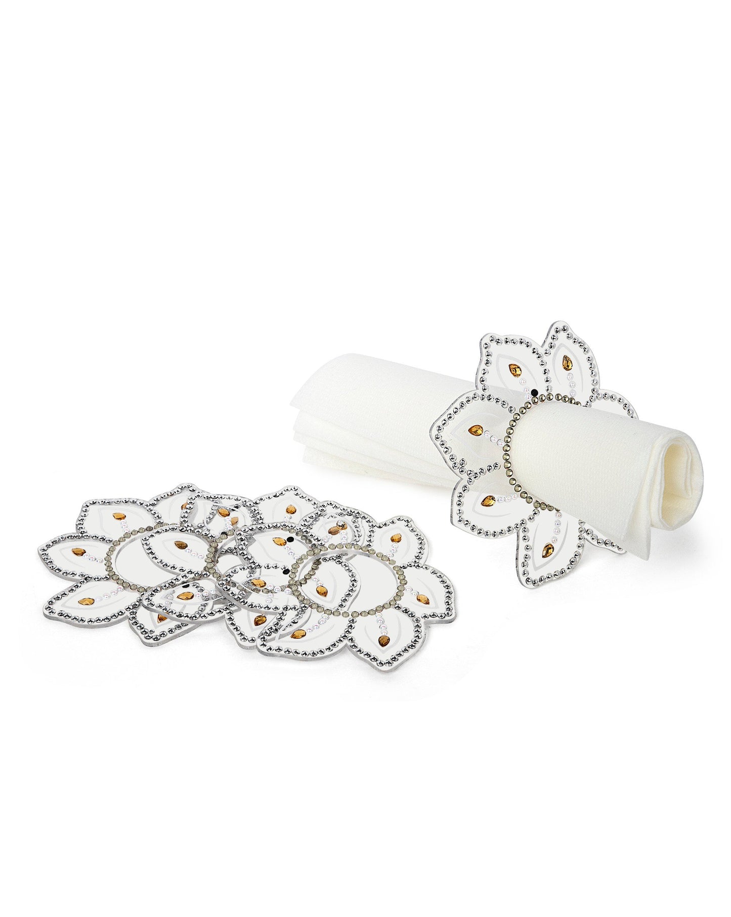 Diamond Art Lucite Napkin Rings