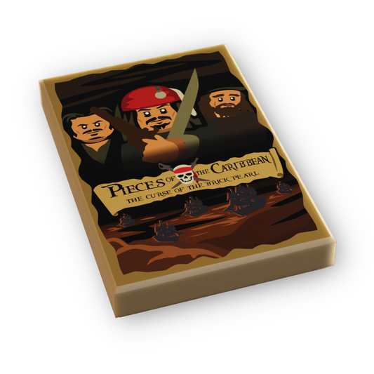 Pieces of the Caribbean: Curse of the Brick Pearl Movie Cover (2x3 Tile) made using LEGO part B3 Customs