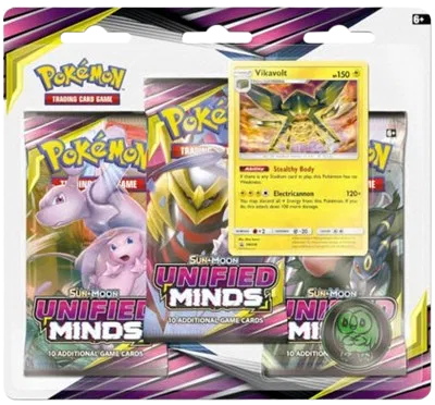 Sun & Moon: Unified Minds - 3-Pack Blister (Vikavolt) Trading Card World