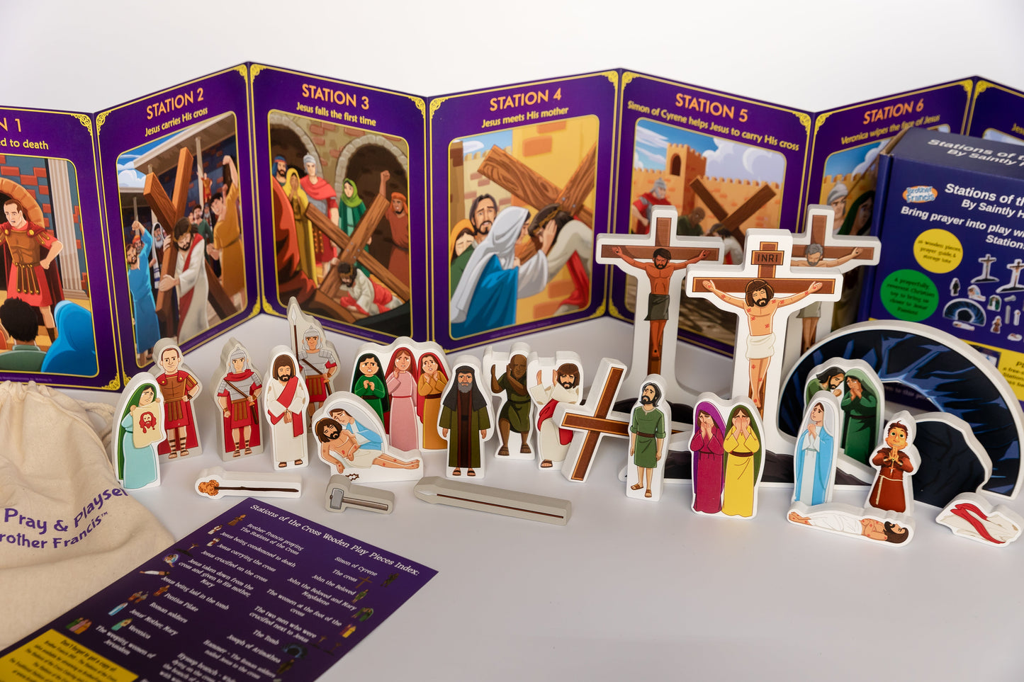 Stations of the Cross Wooden Playset for Kids - Brother Francis Catholic Toy