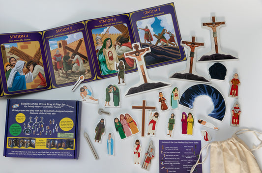 Stations of the Cross Pray & Play Set - Catholic Wooden Toy for Kids by Saintly Heart & Brother Francis