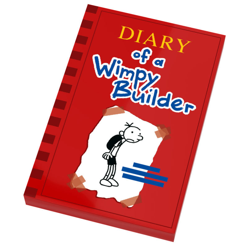 Diary of a Wimpy Builder Book (2x3 Tile) made using LEGO part - B3 Customs B3 Customs