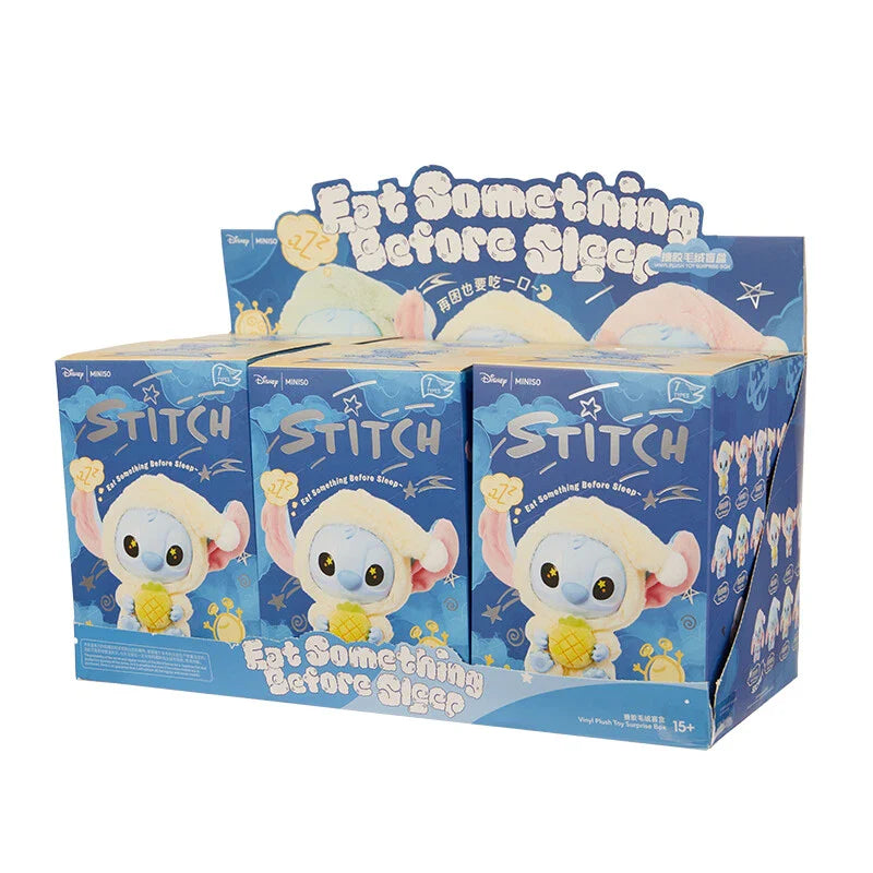 [In Stock] MINISO Stitch Eat Something Before Sleep Plush Keychain Blind Box Case of 6 Sealed Blind Boxes Ralphie's Funhouse