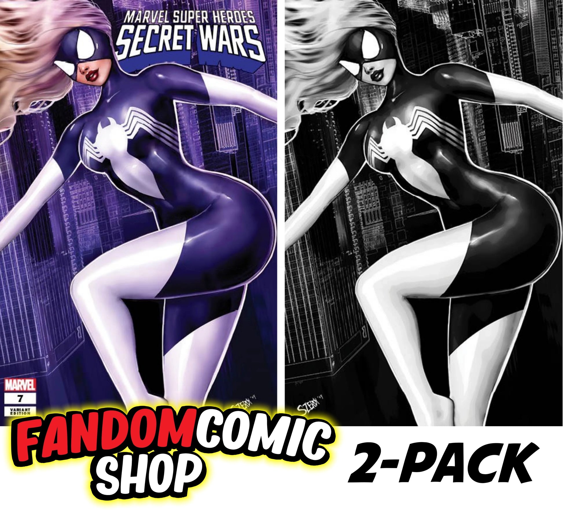 MARVEL SUPER HEROES SECRET WARS #7 FACSIMILE EDITION (NATHAN SZERDY EXCLUSIVE B&W TRADE/VIRGIN VARIANT SET) Fandom Comic Shop