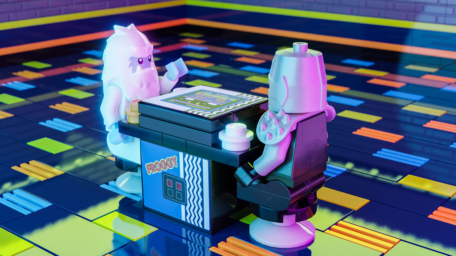 Froggy 2-Player Classic Arcade made using LEGO parts - B3 Customs B3 Customs