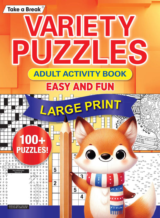 Take a Break - Variety Puzzles 25.01.31: 100+ Large Print Puzzles, Hours Of Brain Stimulation For The Whole Family! Unplug, Relax & Unwind With Word Search, Crosswords, Sudoku, Coloring Pages & More! Magazine Shop US