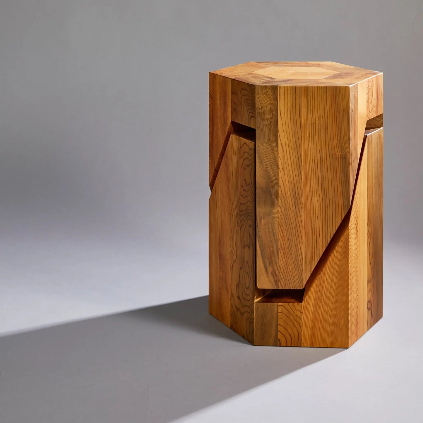 Jindai Cedar Stool - Yosegi Pair Stool Edition
